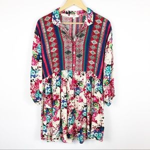 Umgee Long Sleeve Boho Tunic/Dress Size S